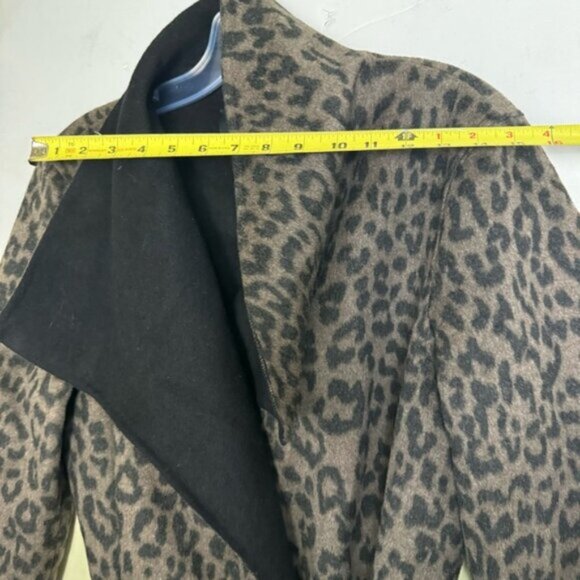 Tahari NEW Ella Leopard Animal Print Wrap Coat Wool Belt Shawl Jacket Pockets XL - Picture 14 of 16